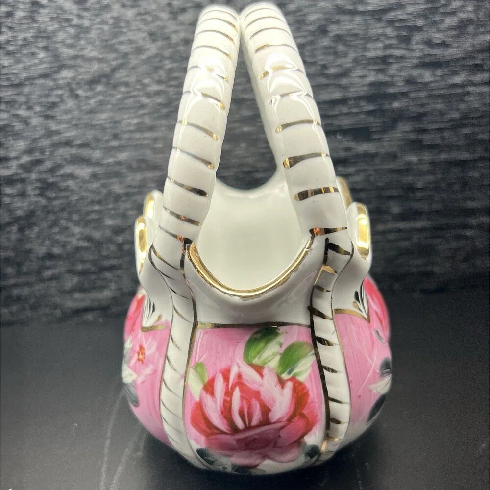 Formalities - Baum Bros -Victorian Purse- Rose Patterned Vase-Gold Tone Accents